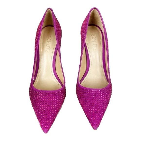 💜 Schutz Lou Crystal Nubuck Suede Pumps | Size 8.5 - Excellent Condition 💎 - Picture 3 of 6